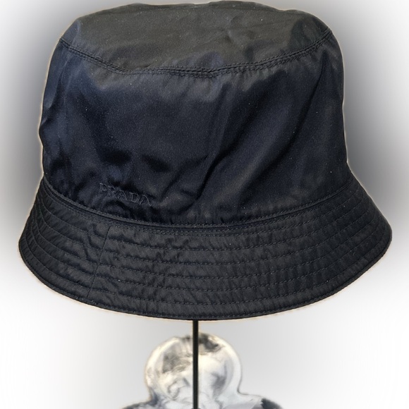 Prada Embroidered Stitch Logo Black Bucket Hat - Picture 11 of 11
